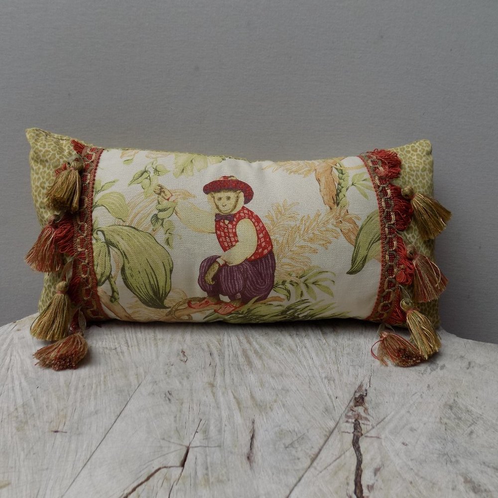 Small Decorative Pillow/Bolster Pillow/BOHO Tassel Pillow